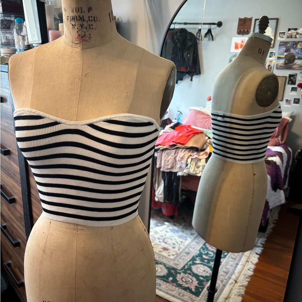 H&M Black and White Striped Tube Top
